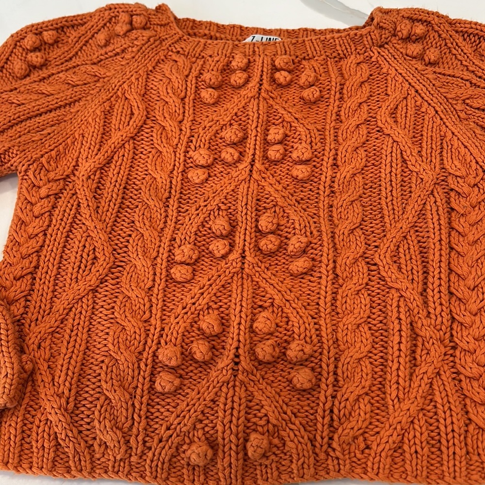 Pullover Burnt Orange Sweater Size M very short bodied 17”hits a few“ below boob